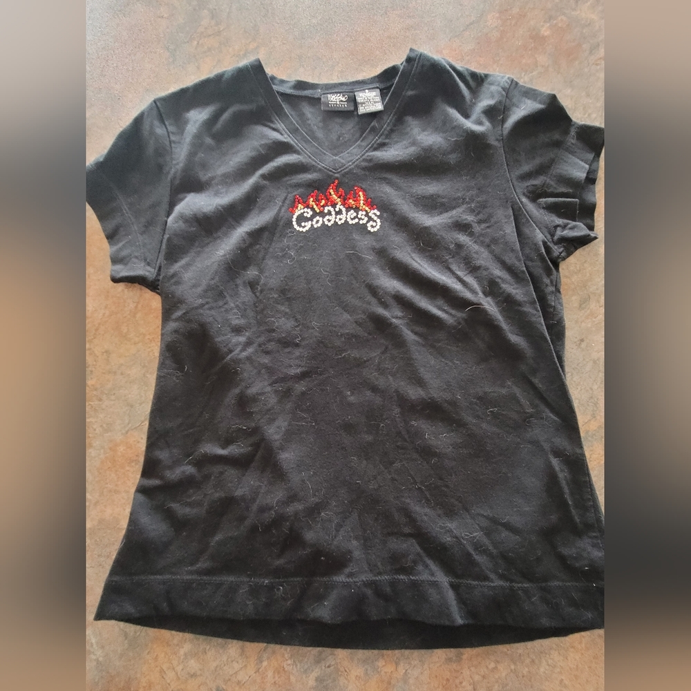 Black tshirt, fire goddess